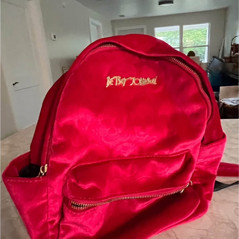 Betsey Johnson Hot Pink Velvet Backpack